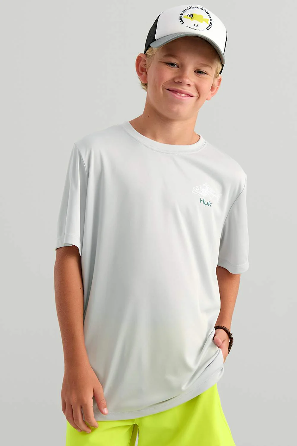 Huk Fishing Youth Pursuit Performance T-Shirt for Boys in Seagull Grey | H7120139-059-GREY - Image 2