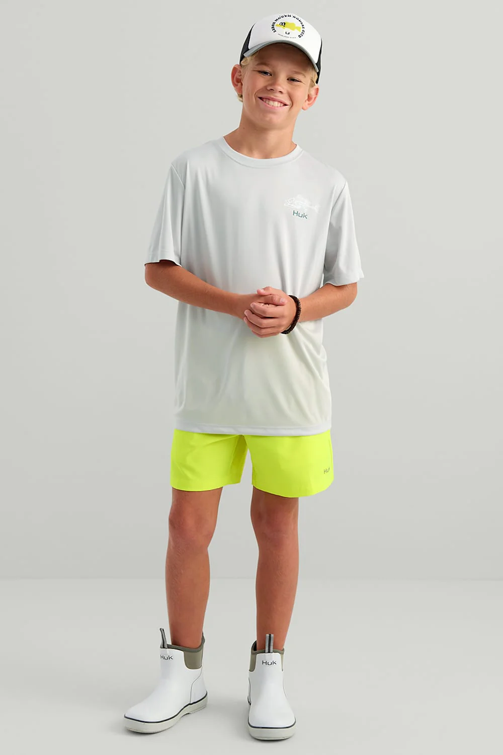 Huk Fishing Youth Pursuit Performance T-Shirt for Boys in Seagull Grey | H7120139-059-GREY - Image 4