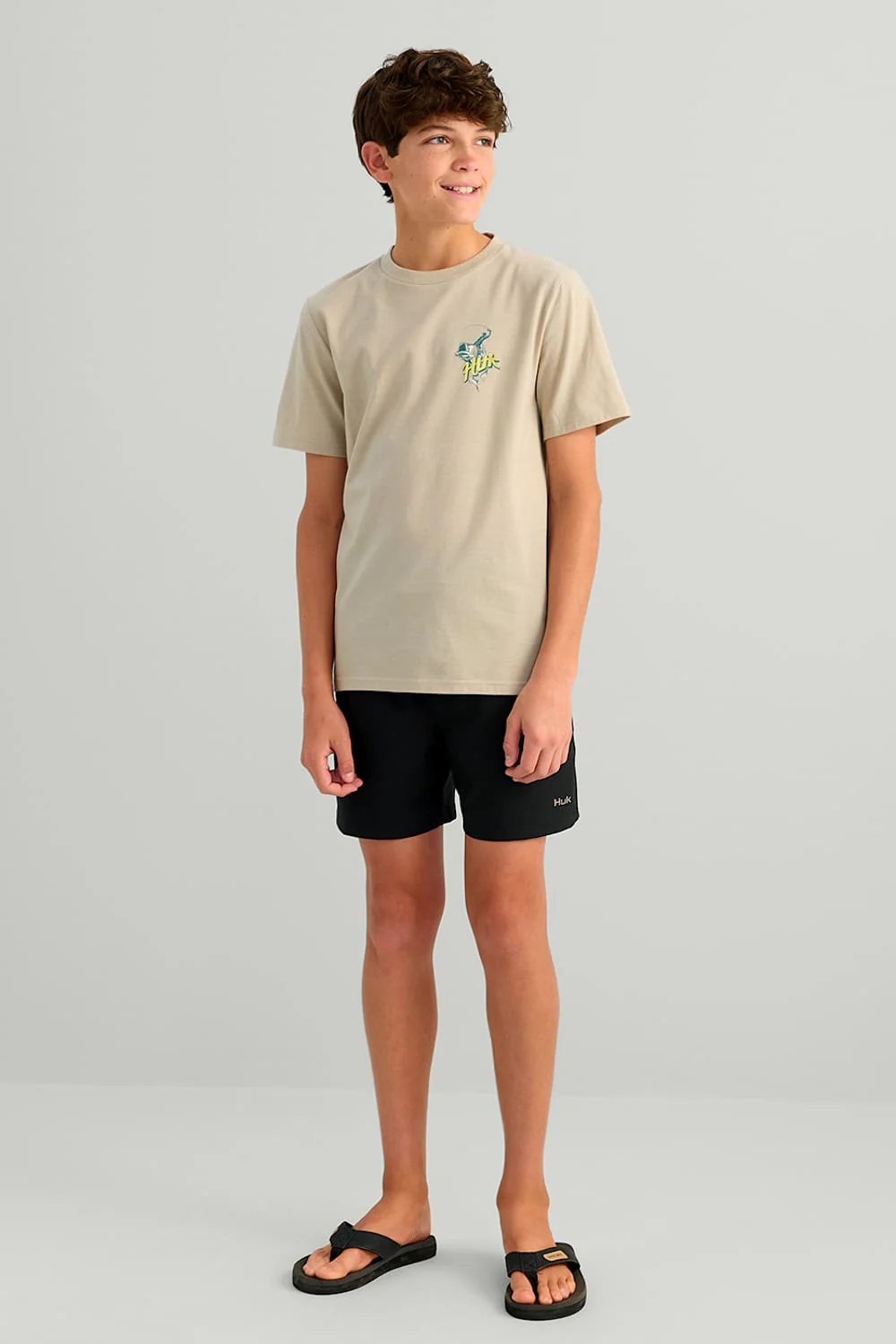 Huk Fishing Youth Rodeo Bass T-Shirt for Boys in Tan | H7100119-194-TAN - Image 2