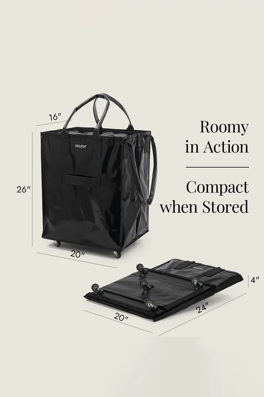 Hulken Large Rolling Tote in Black | LARGE-BLACK - Image 2