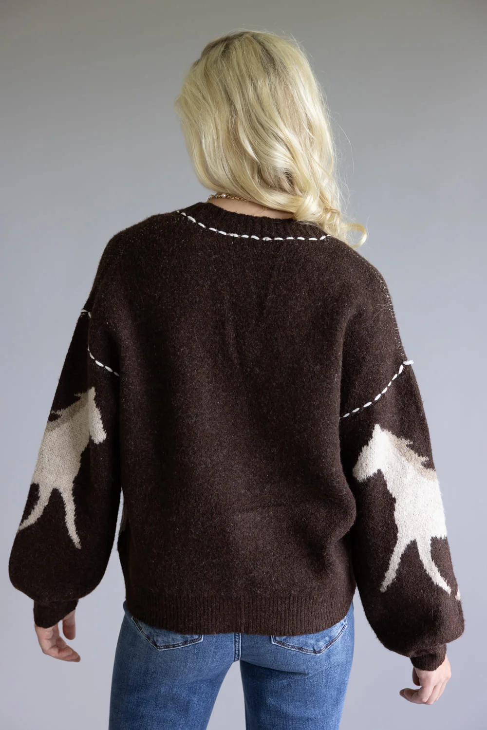 Illa Illa Horse Cardigan for Women in Brown | IM8672-BROWN - Image 2