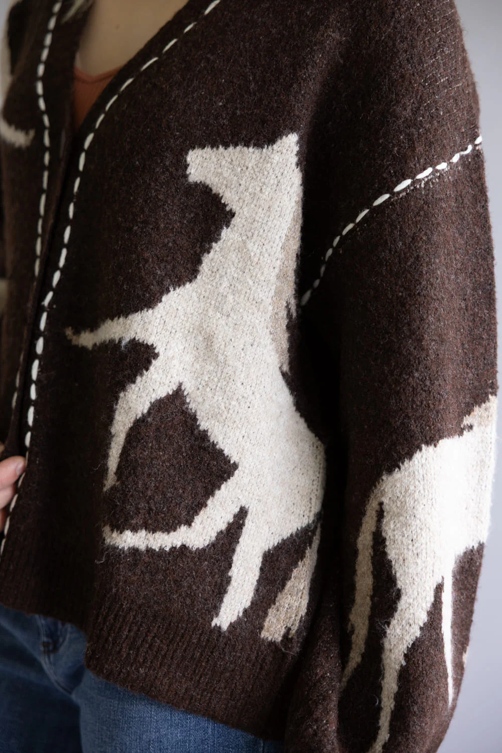 Illa Illa Horse Cardigan for Women in Brown | IM8672-BROWN - Image 3