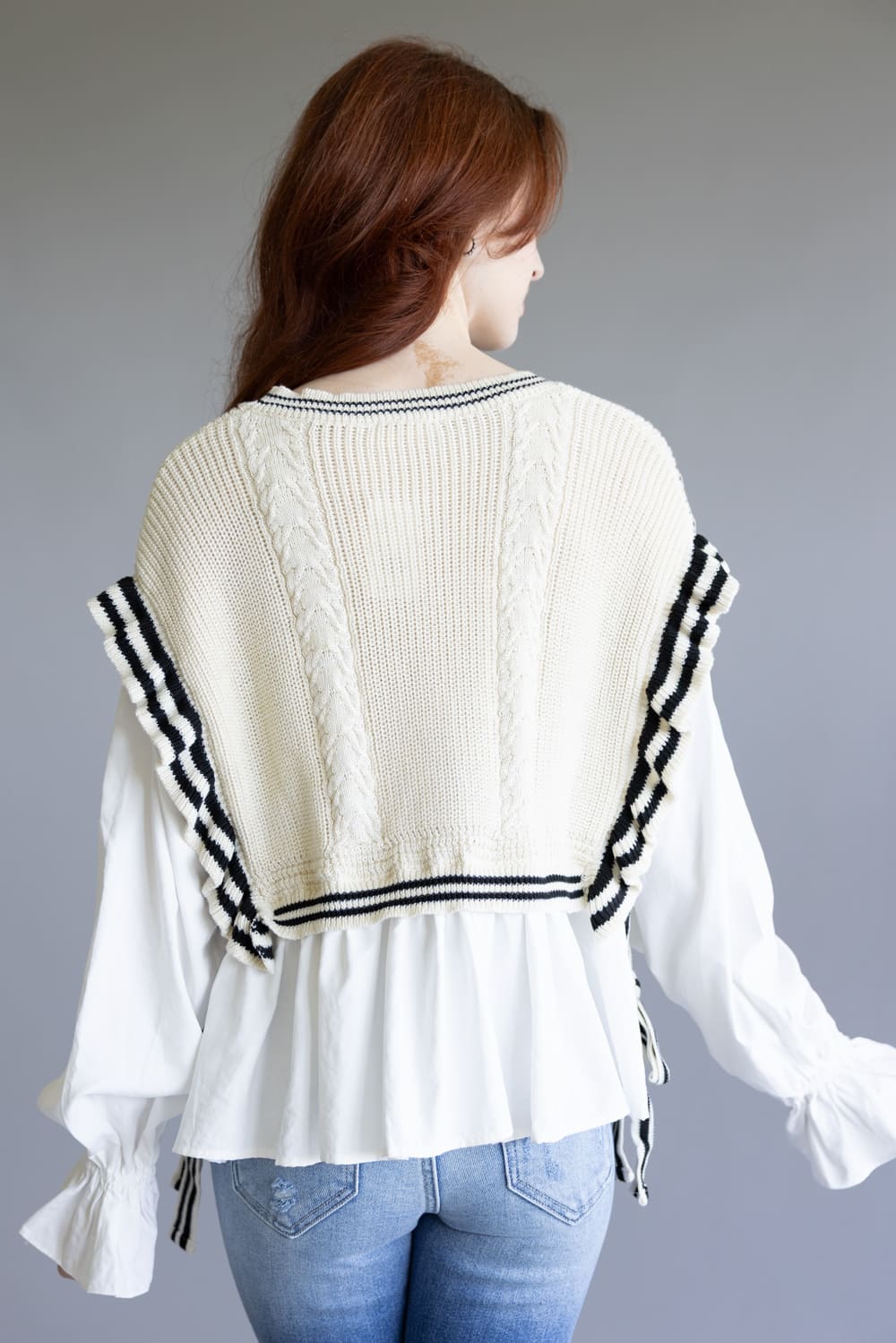Illa Illa Stripe Knitted Vest Blouse for Women in Natural | IM8562-NATURAL - Image 2