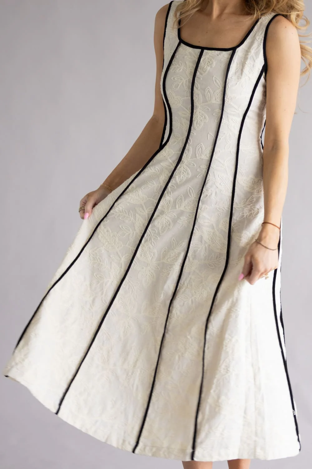 Illa Illa Textured Linen Midi Dress for Women in Natural | IM8878-NATURAL - Image 2