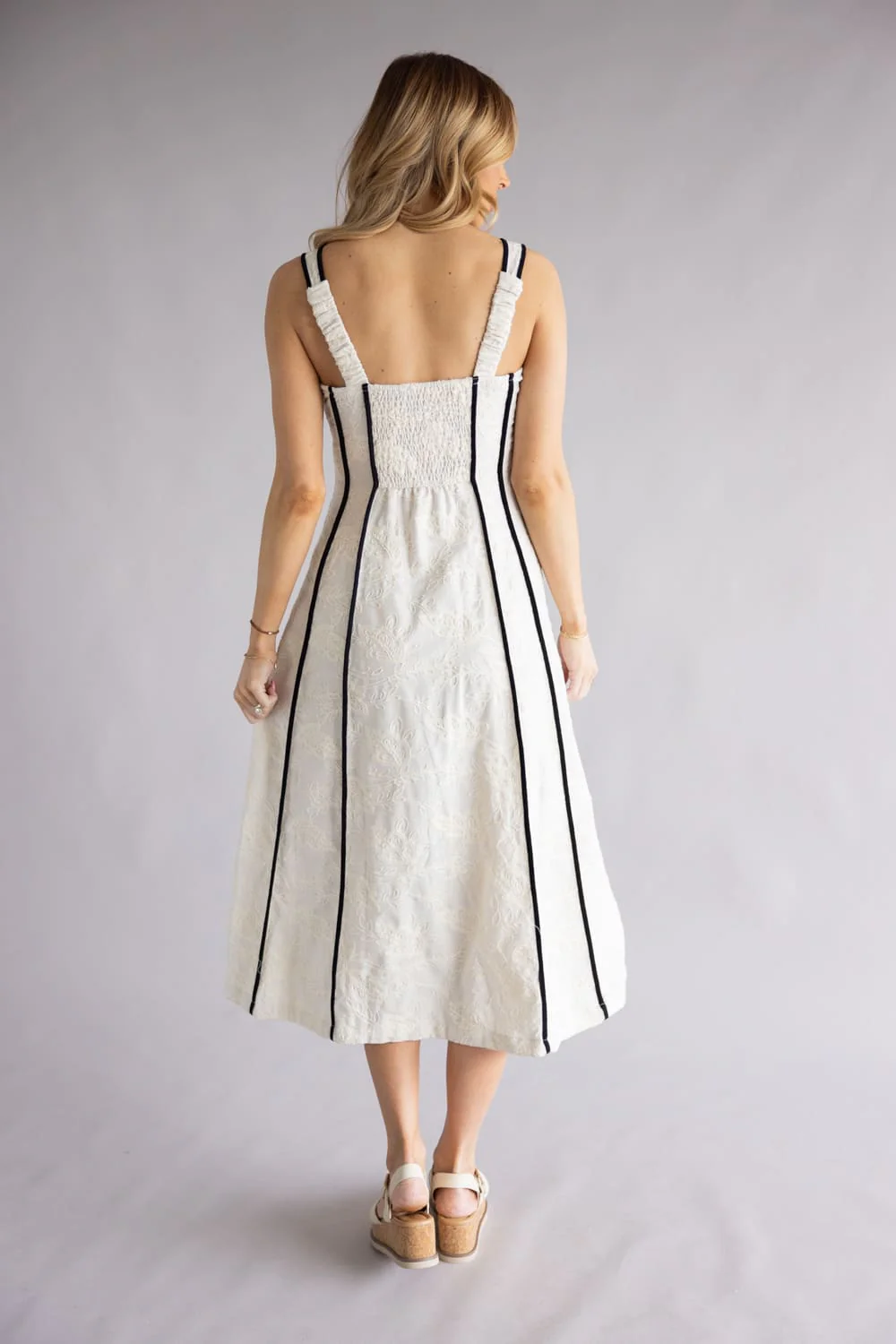 Illa Illa Textured Linen Midi Dress for Women in Natural | IM8878-NATURAL - Image 3