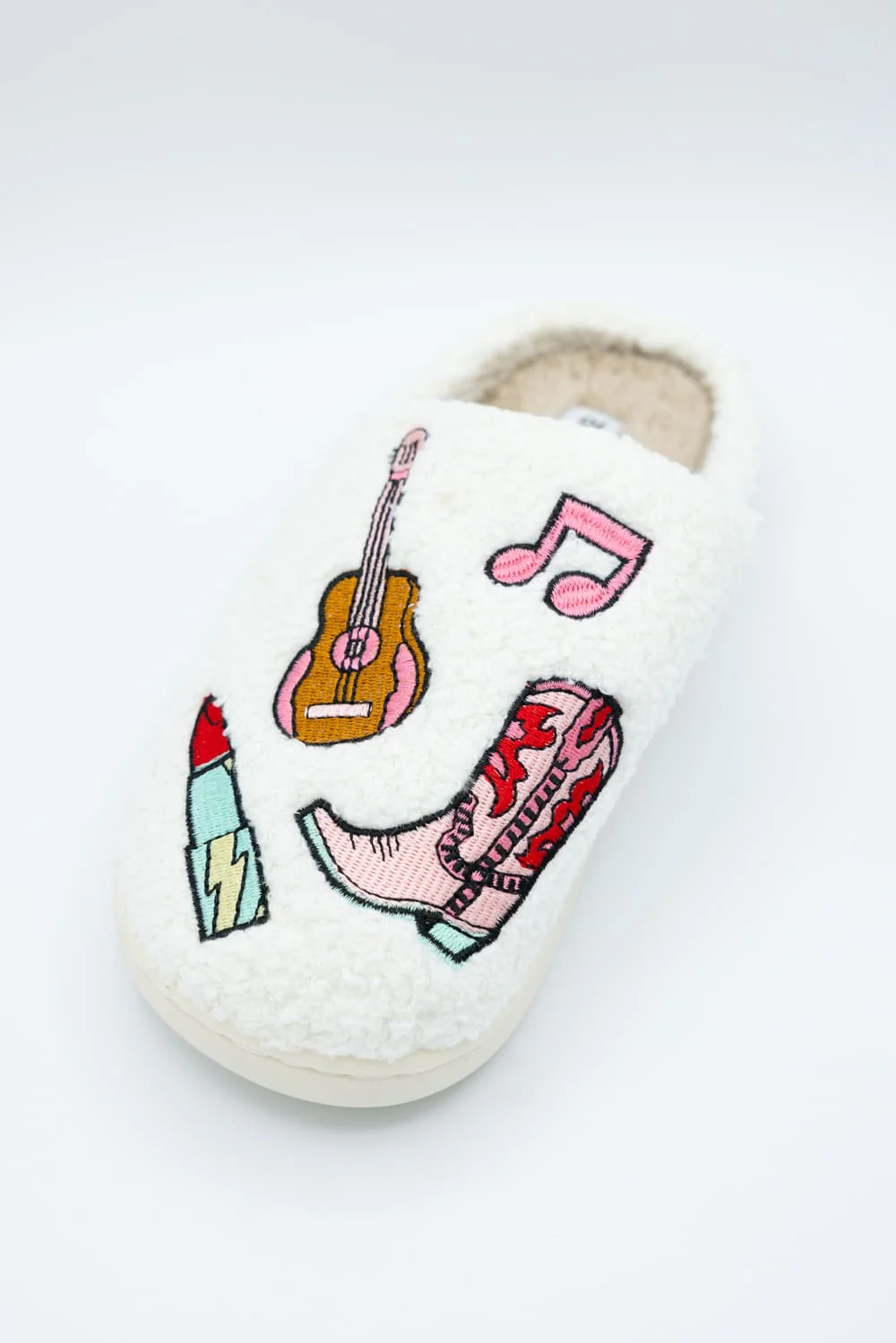 In My Cozy Era Patch Slippers for Women in White | KDC-SLPR-166-WHT - Image 2