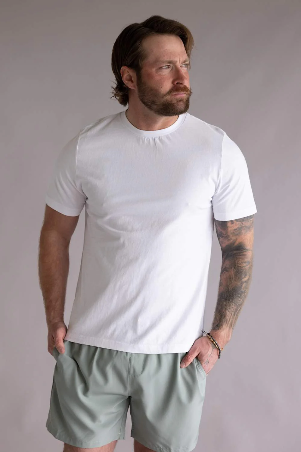 Industrie Classic Crew T-Shirt for Men in White | MTE39546C-WHITE - Image 4