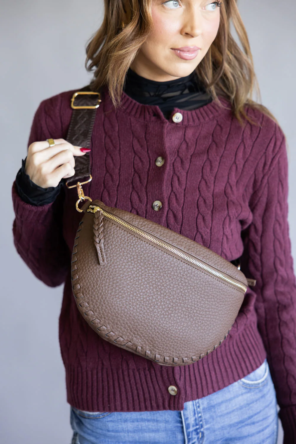 Janae Crossbody Bag in Dark Brown | M2684-DBR - Image 3