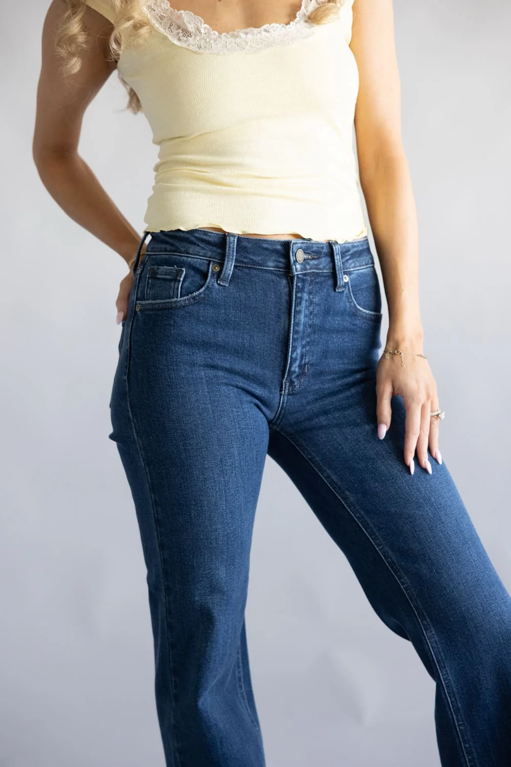 JBD Bea High-Rise Straight Leg Jeans for Women | DP867-DARKDENIM - Image 2