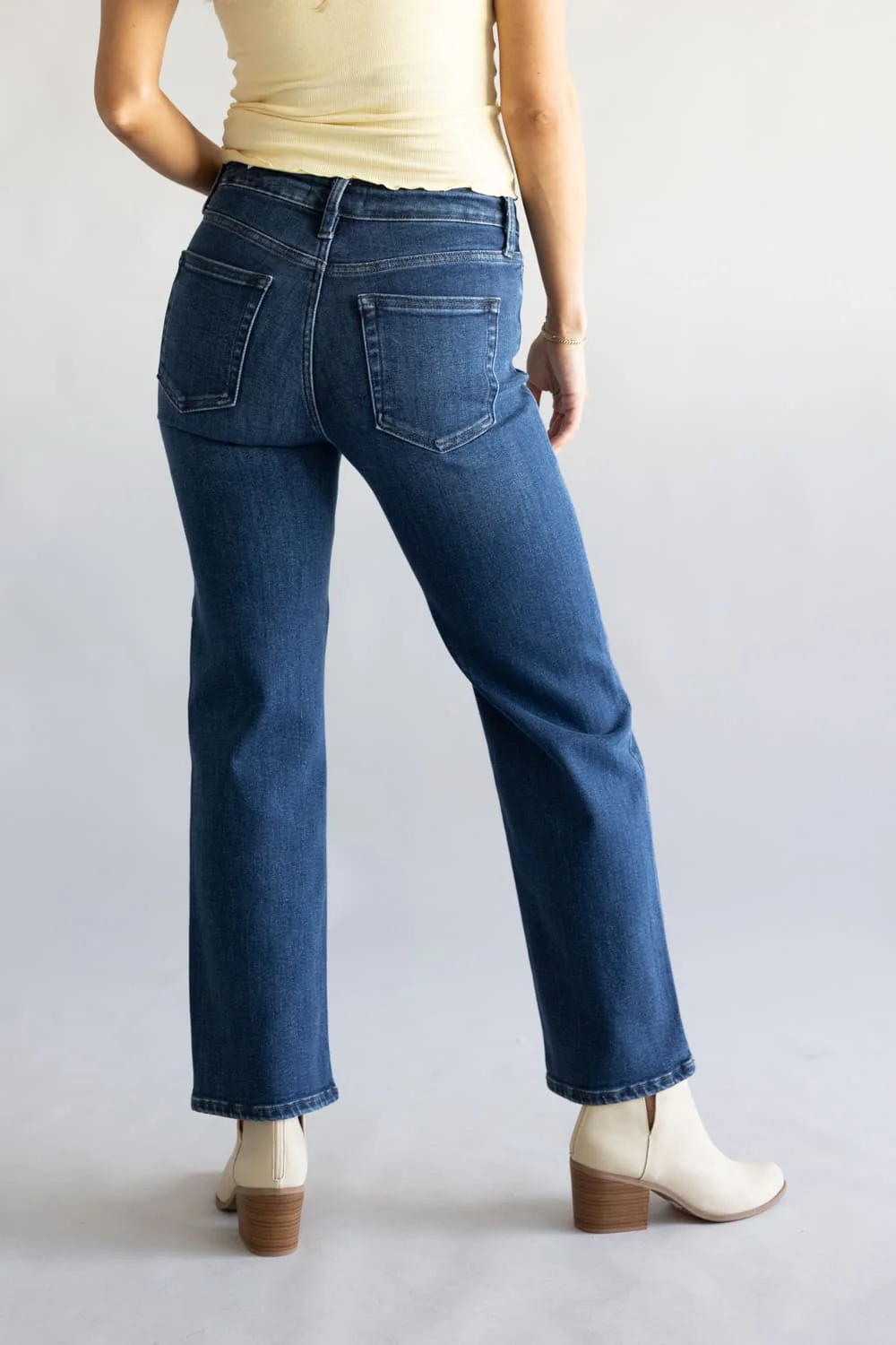 JBD Bea High-Rise Straight Leg Jeans for Women | DP867-DARKDENIM - Image 3