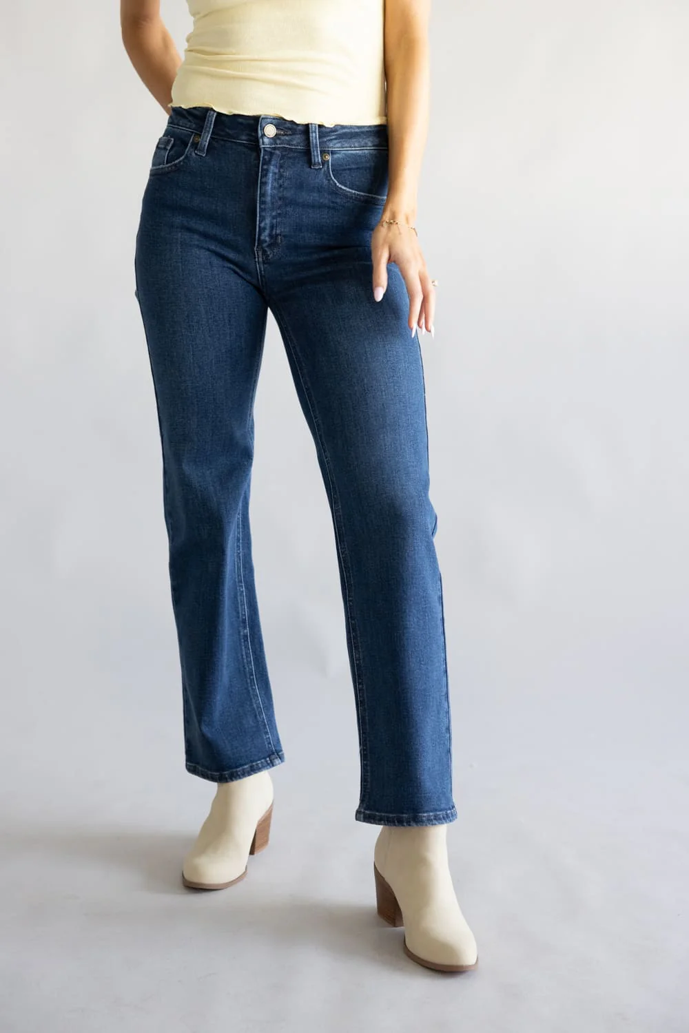JBD Bea High-Rise Straight Leg Jeans for Women | DP867-DARKDENIM - Image 4