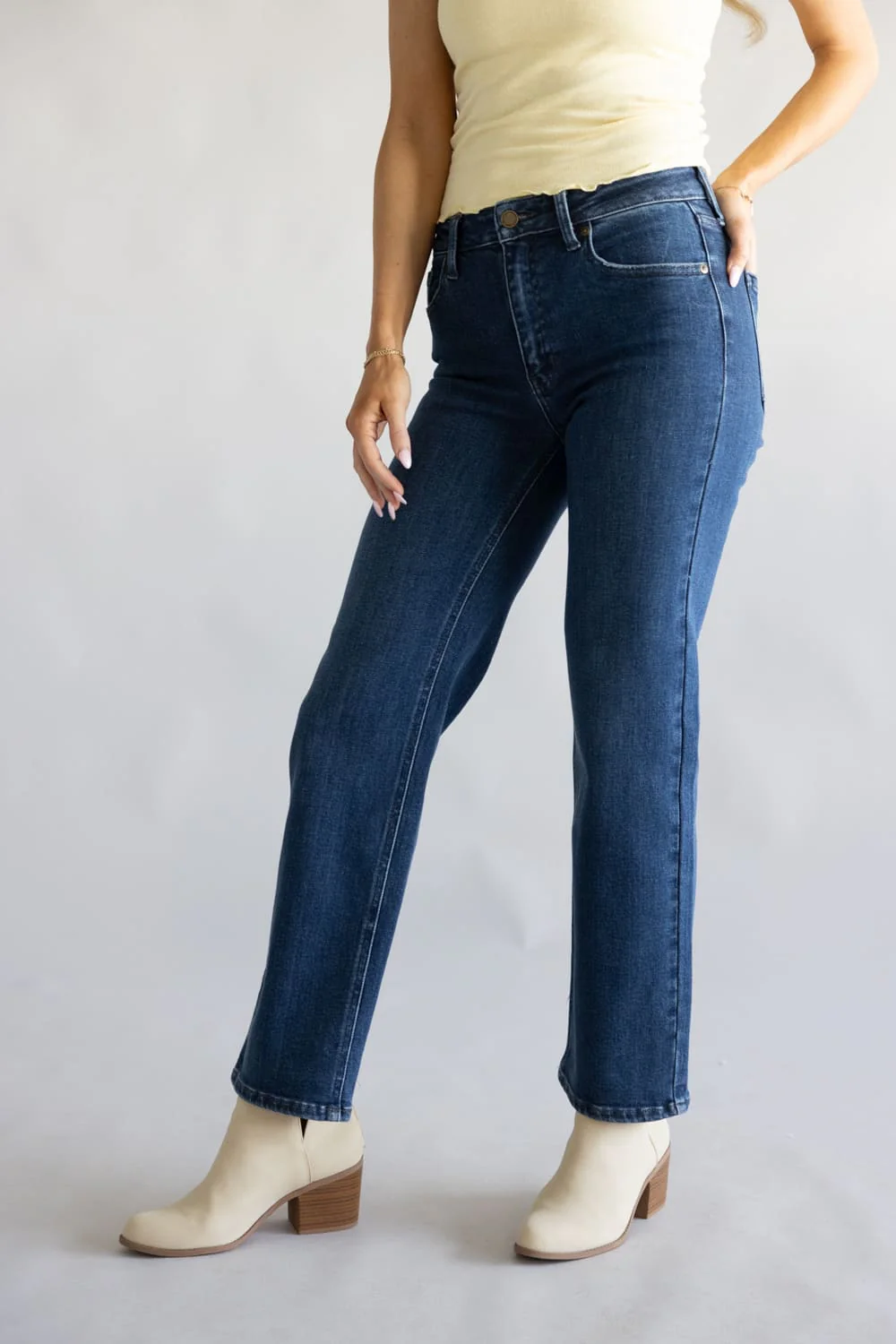 JBD Bea High-Rise Straight Leg Jeans for Women | DP867-DARKDENIM - Image 5