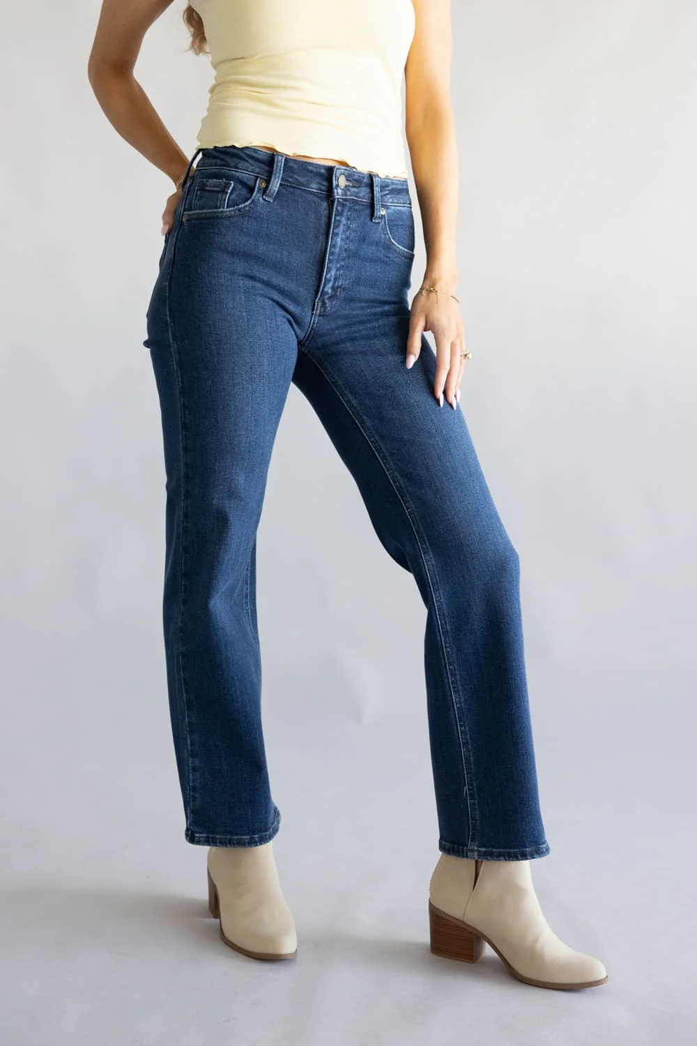 JBD Bea High-Rise Straight Leg Jeans for Women | DP867-DARKDENIM - Image 6
