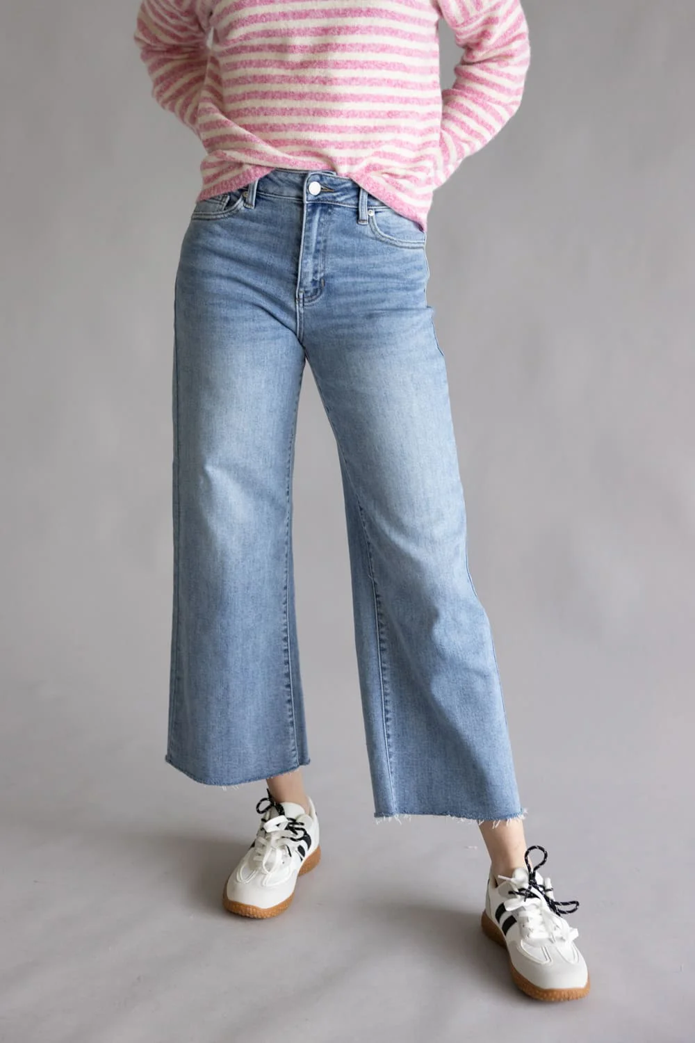 JBD High Rise Crop Slim Wide Leg Jeans for Women | DP683-MEDIUMDENIM