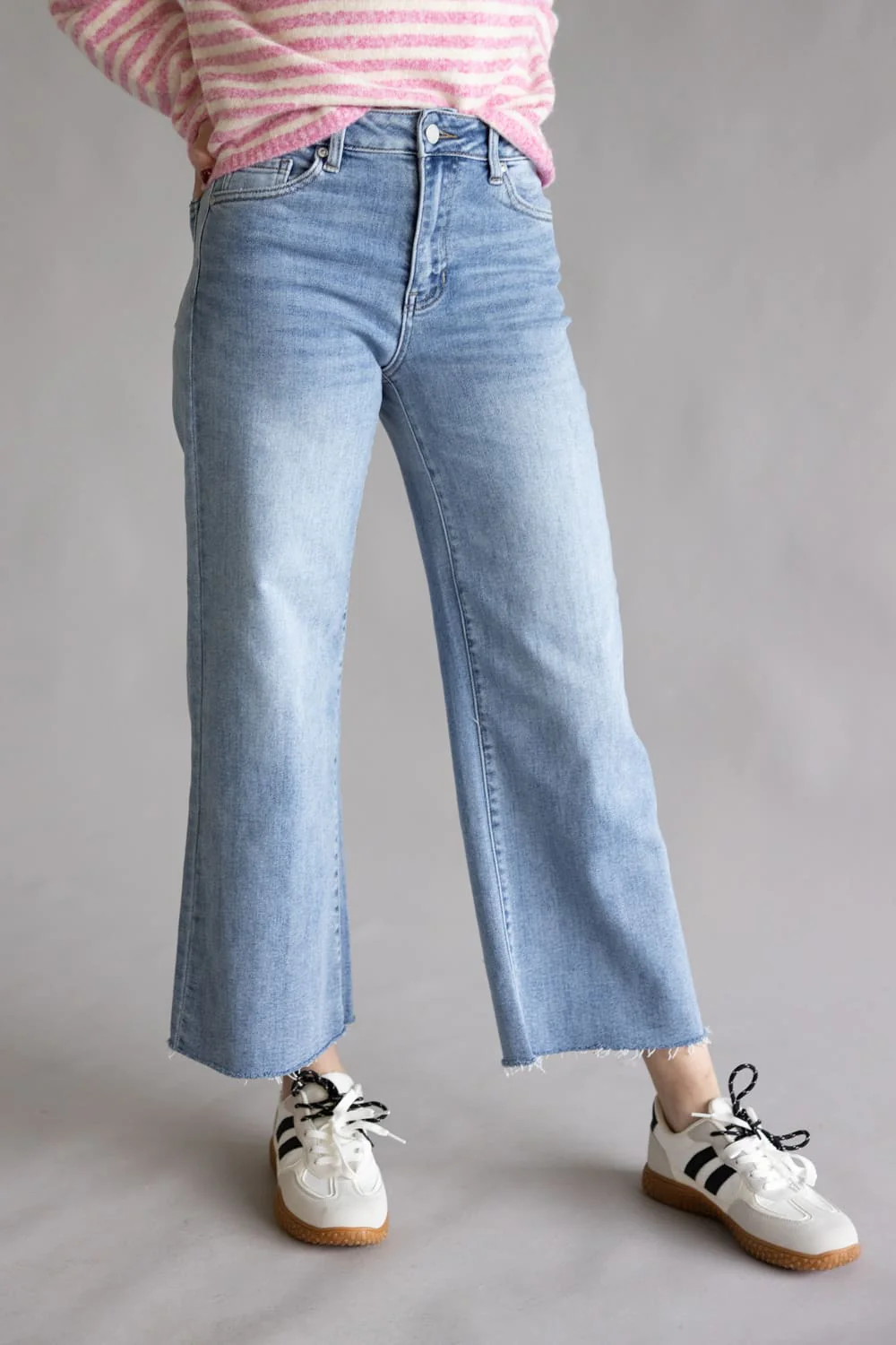 JBD High Rise Crop Slim Wide Leg Jeans for Women | DP683-MEDIUMDENIM - Image 2