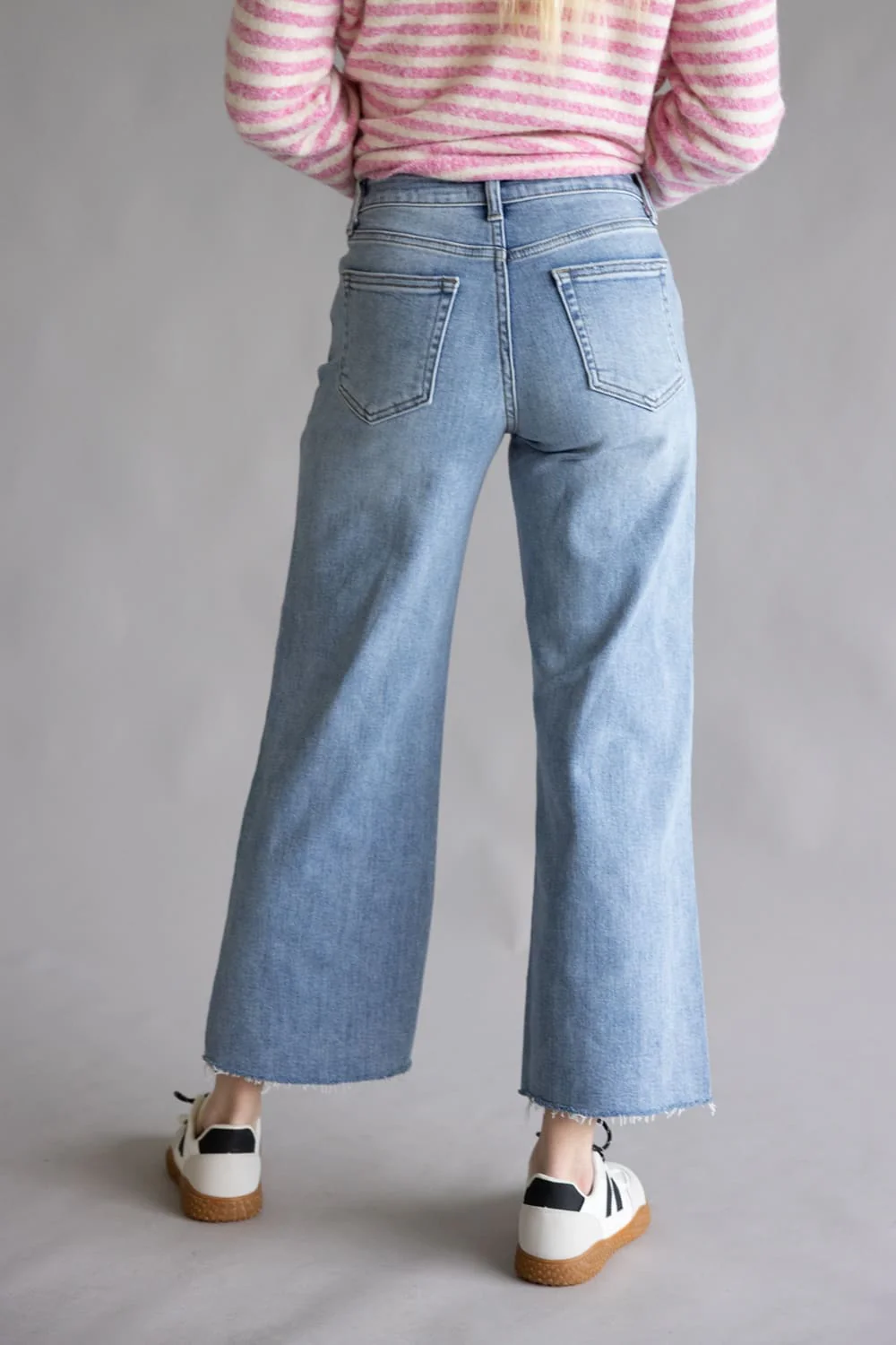 JBD High Rise Crop Slim Wide Leg Jeans for Women | DP683-MEDIUMDENIM - Image 3