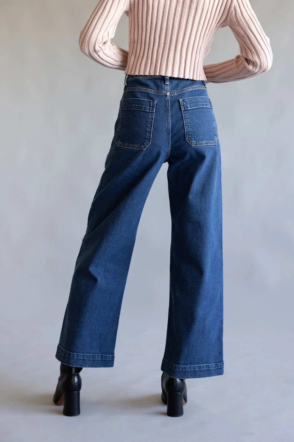 JBD High-Rise Utility Wide Leg Jeans for Women | DP649-DARKDENIM - Image 4