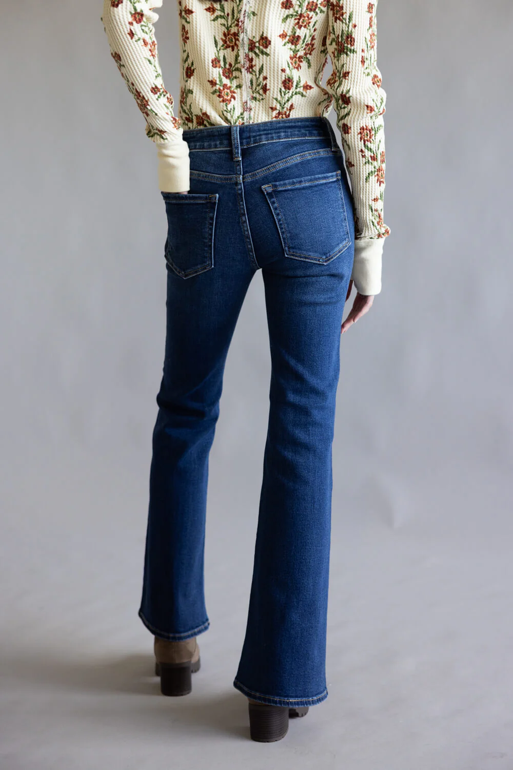 JBD Low Rise Flare Jeans for Women | DP684-DARKDENIM - Image 3