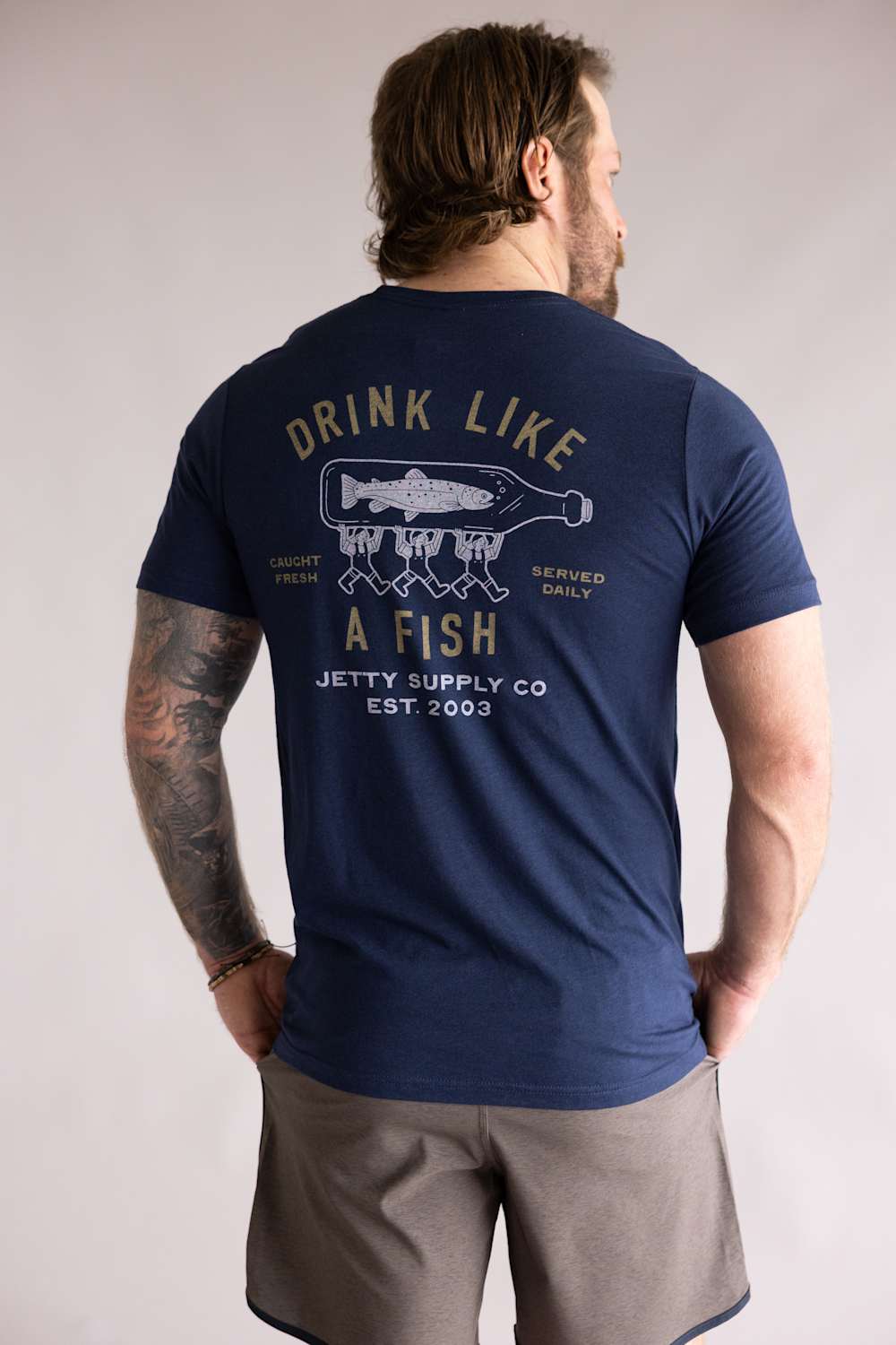 Jetty Bottle Service T-Shirt for Men in Navy | S26BOTT-M10001NVY - Image 4