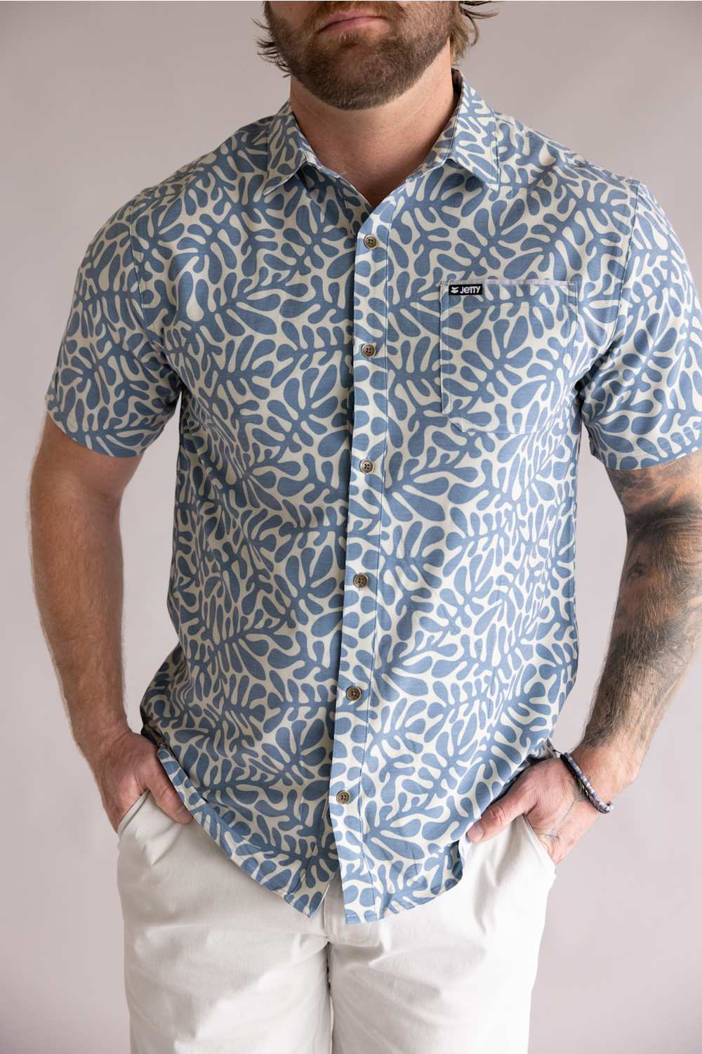 Jetty Garwood Woven Button Up Shirt for Men in Blue | S26GARW-M11001BLU - Image 2