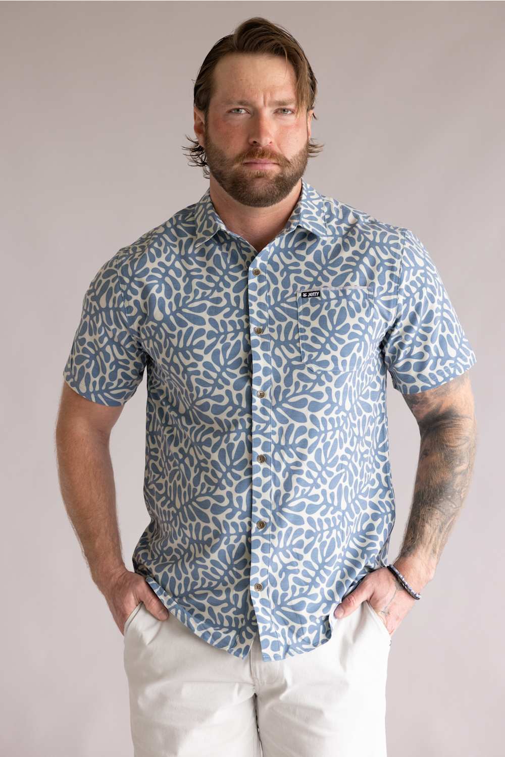 Jetty Garwood Woven Button Up Shirt for Men in Blue | S26GARW-M11001BLU - Image 5