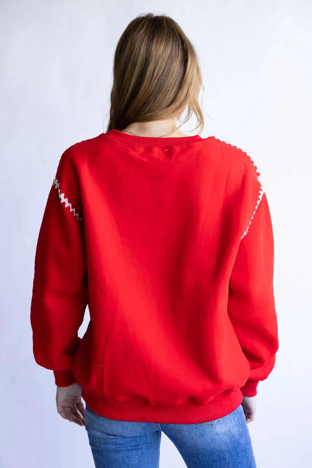 Jolly Embroidered Sweatshirt for Women in Red | IKT300293-04-RED - Image 2