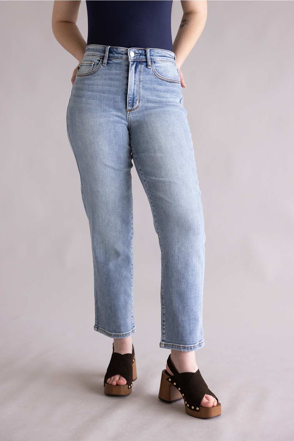 Judy Blue High Rise Ankle Straight Jeans for Women | 82713REG - Image 3
