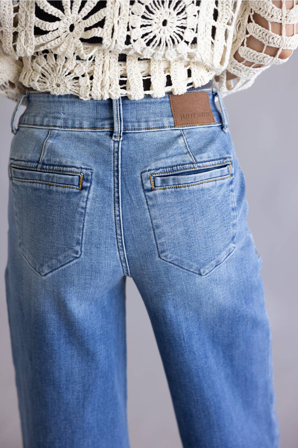 Judy Blue High Rise Column Trouser Wide Leg Jeans for Women | 82696REG - Image 2