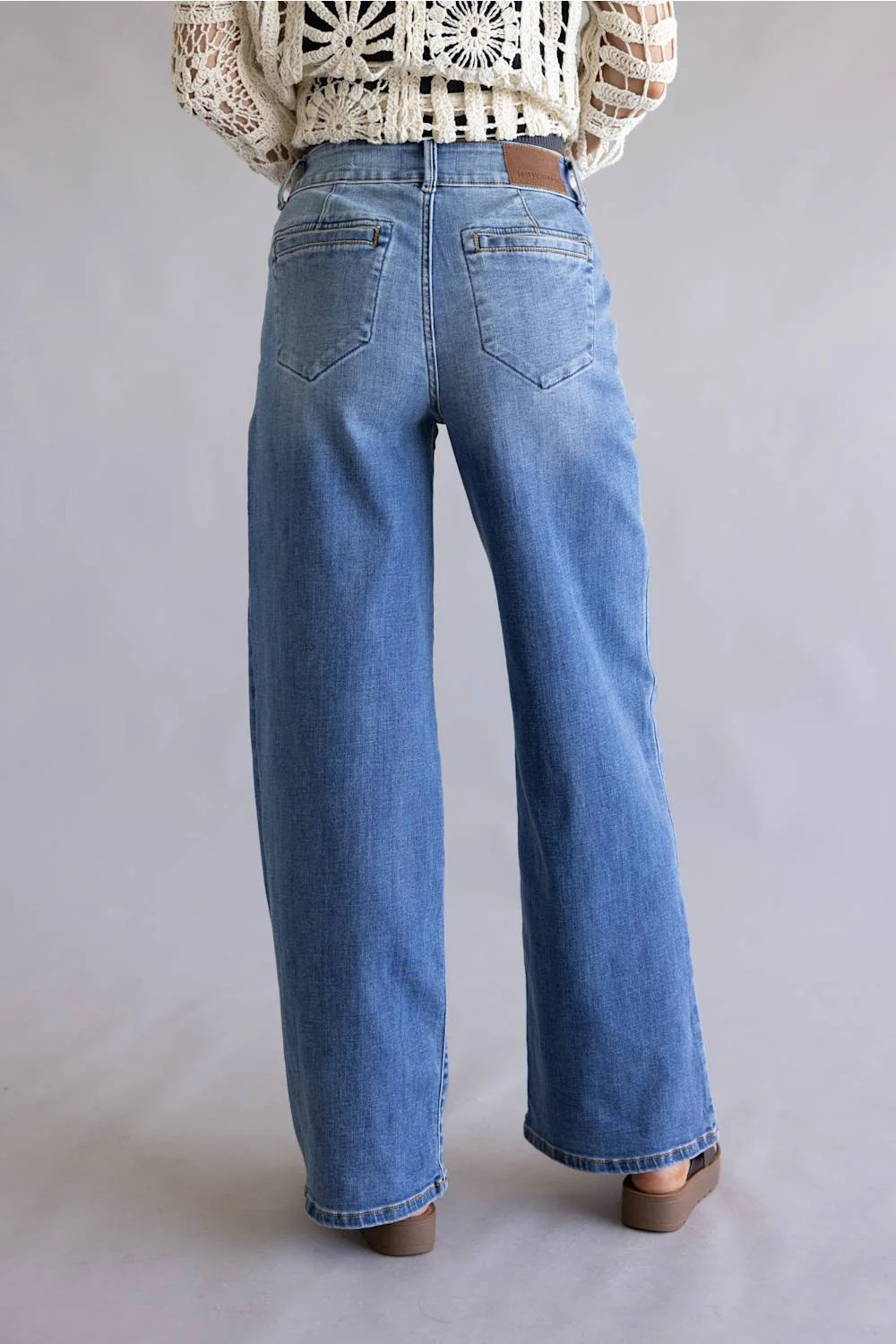 Judy Blue High Rise Column Trouser Wide Leg Jeans for Women | 82696REG - Image 3
