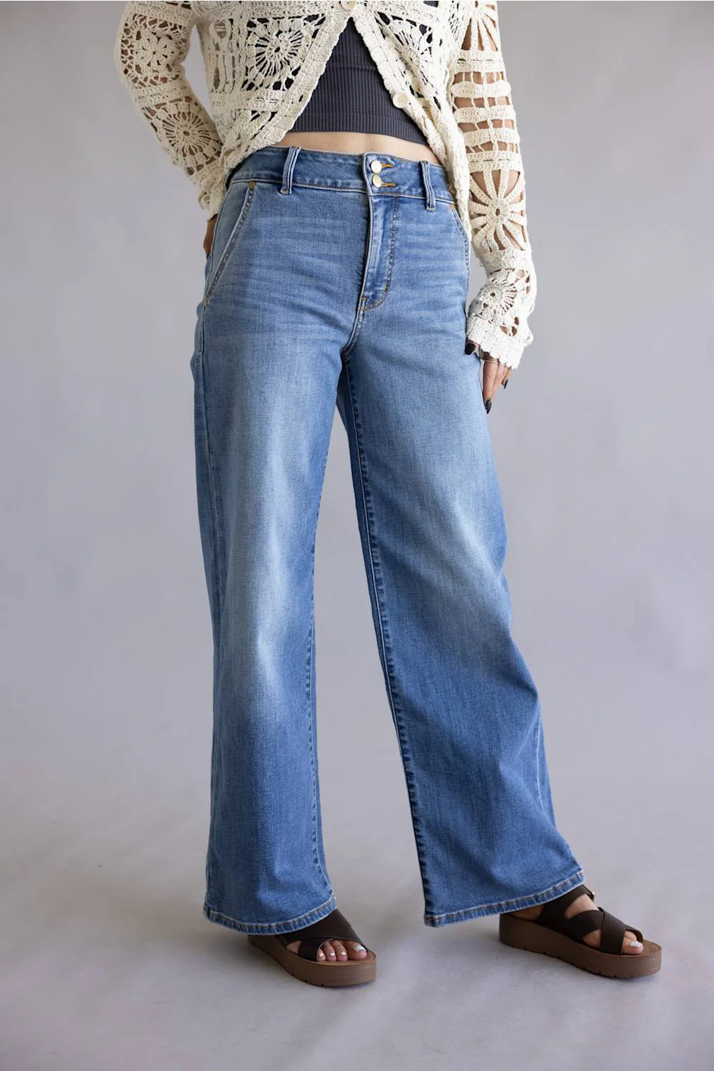 Judy Blue High Rise Column Trouser Wide Leg Jeans for Women | 82696REG - Image 4