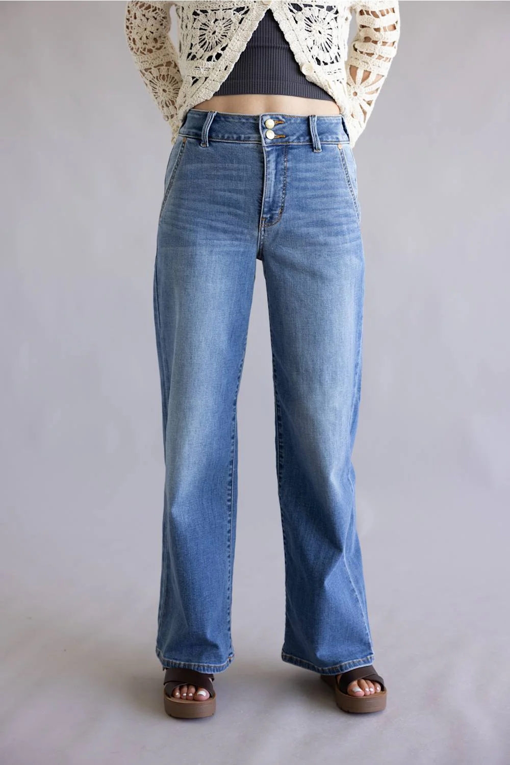 Judy Blue High Rise Column Trouser Wide Leg Jeans for Women | 82696REG - Image 5
