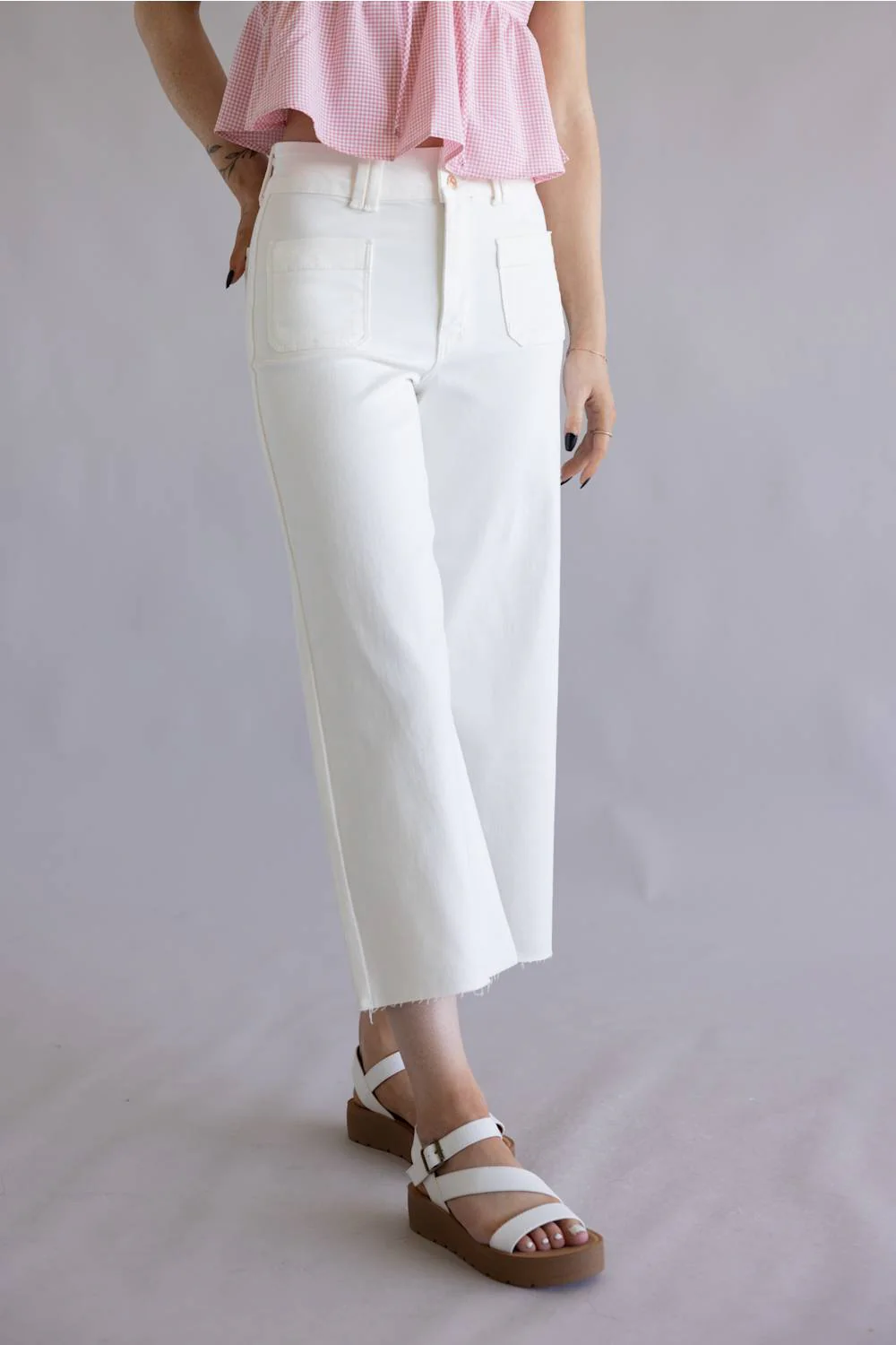 Judy Blue High Rise Crop Wide Leg Jeans for Women in White | 881077REG - Image 2