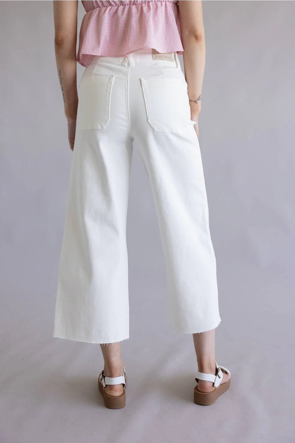 Judy Blue High Rise Crop Wide Leg Jeans for Women in White | 881077REG - Image 3