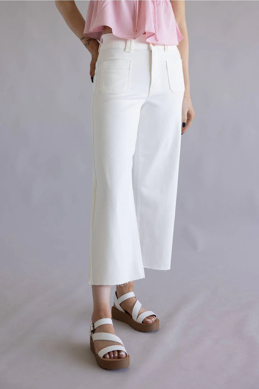 Judy Blue High Rise Crop Wide Leg Jeans for Women in White | 881077REG - Image 4