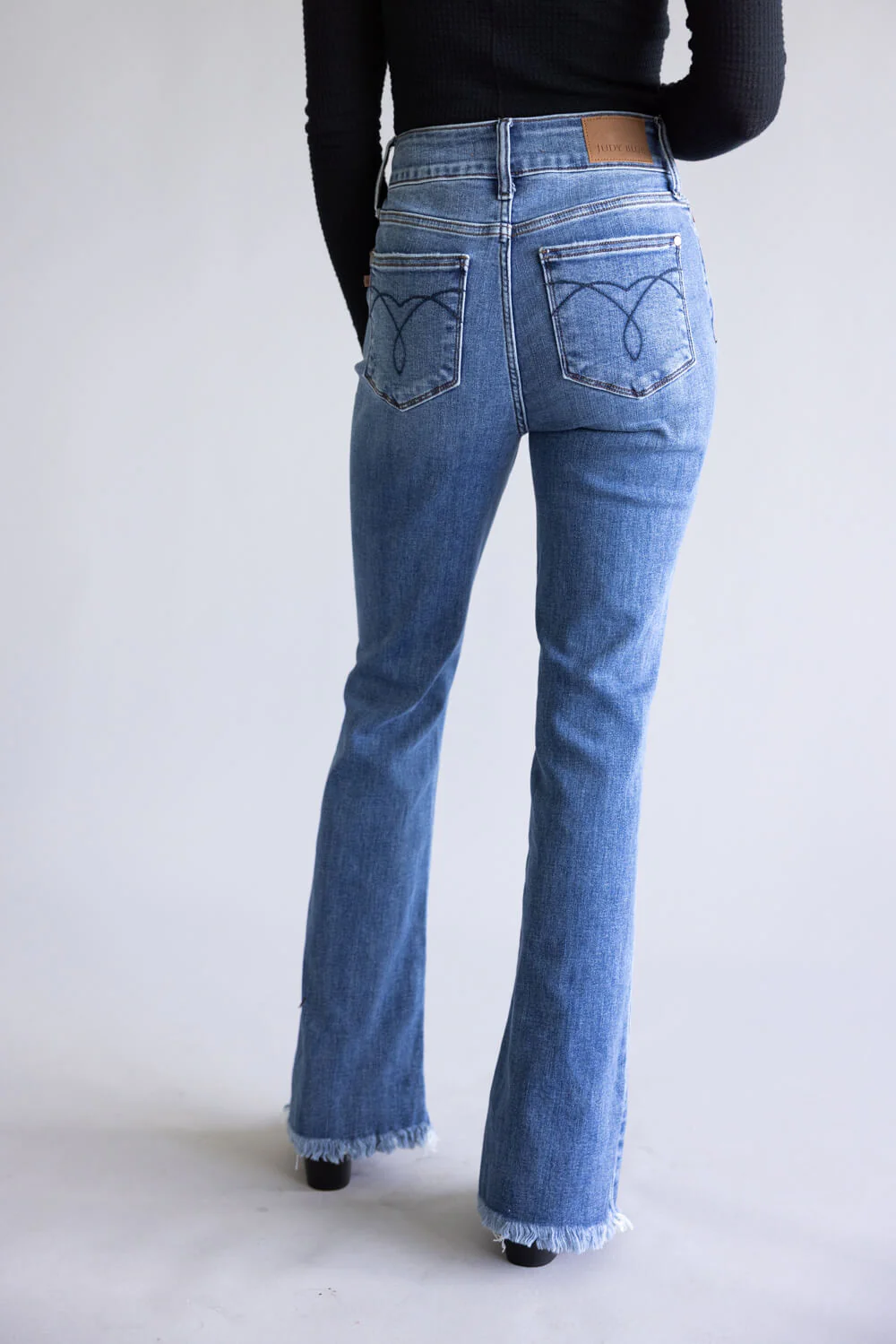 Judy Blue Daisy High Rise Frayed Hem Bootcut Jeans for Women | 82686REG - Image 3