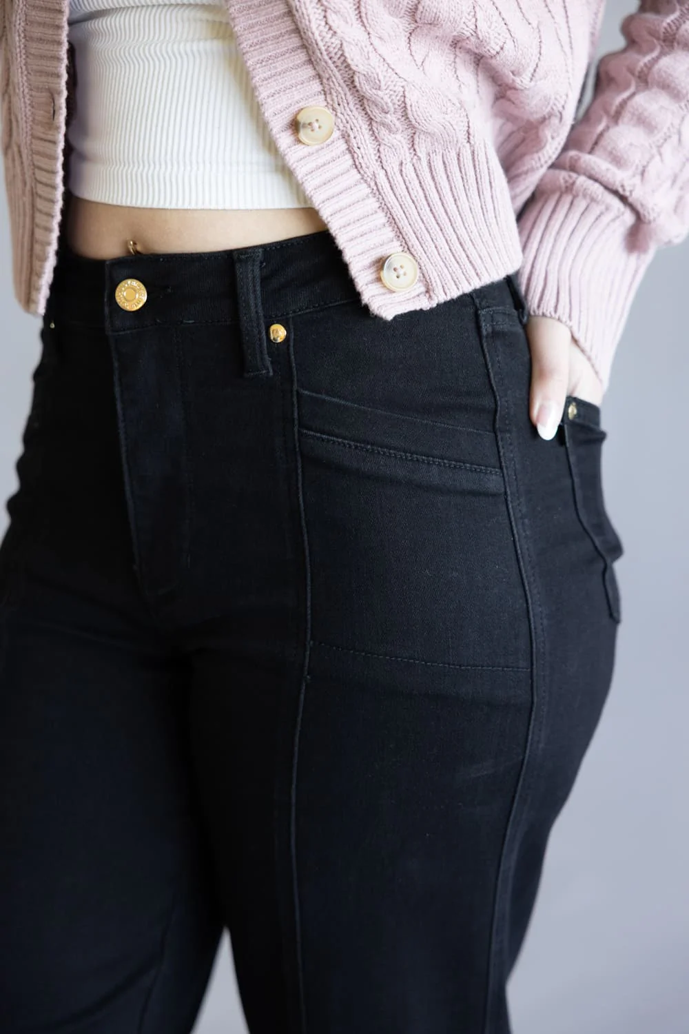 Judy Blue High-Rise Retro Wide Leg Jeans for Women in Black | 881057REG - Image 4