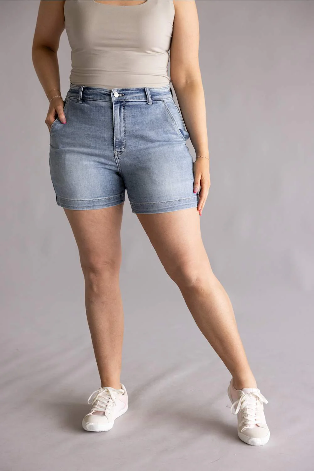 Judy Blue High Rise Trouser Denim Shorts for Women | 15289REG - Image 2