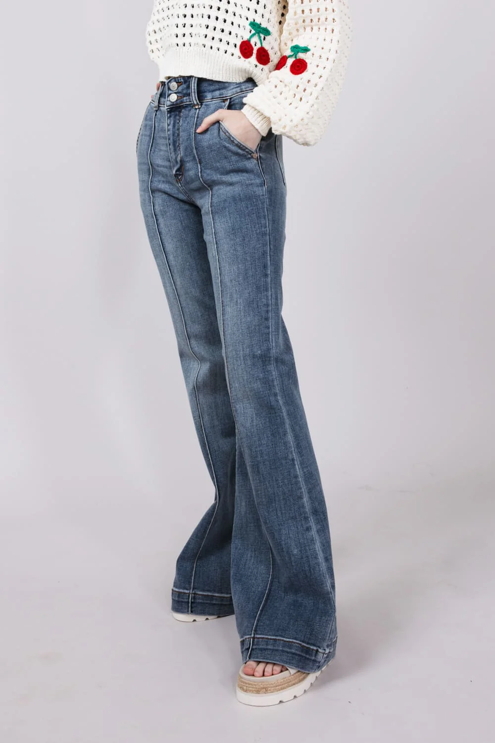 Judy Blue High Rise Trouser Flare Jeans for Women | 82651REG - Image 4