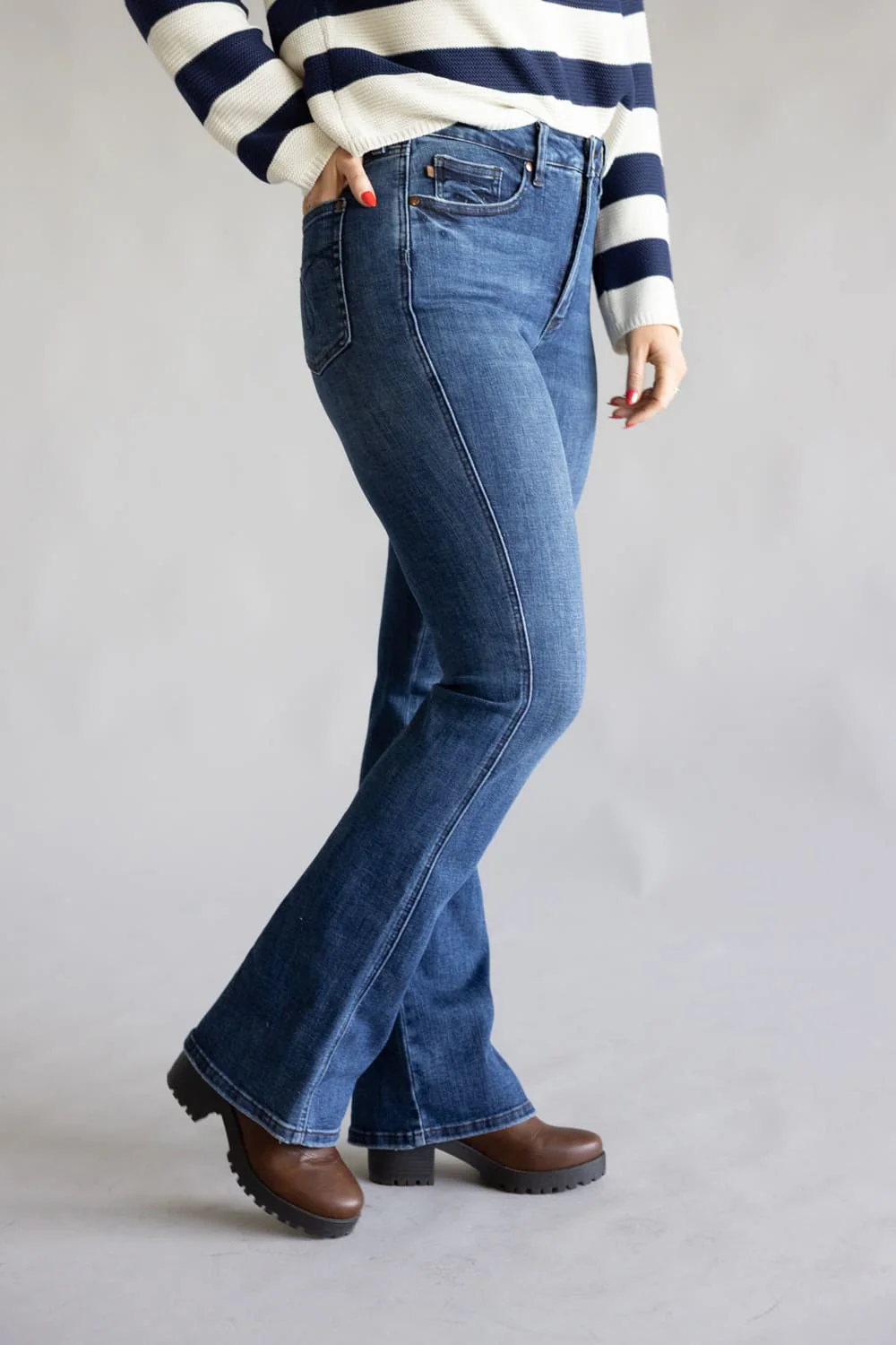 Judy Blue High Rise Tummy Control Bootcut Long Jeans for Women | 881062REG-LONG - Image 4