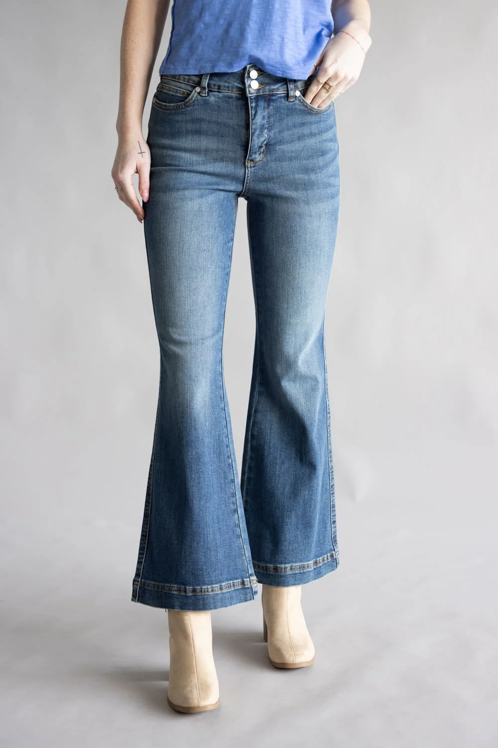 Judy Blue Penny High Rise Tummy Control Petite Flare Jeans for Women | 881018-PT-REG - Image 3