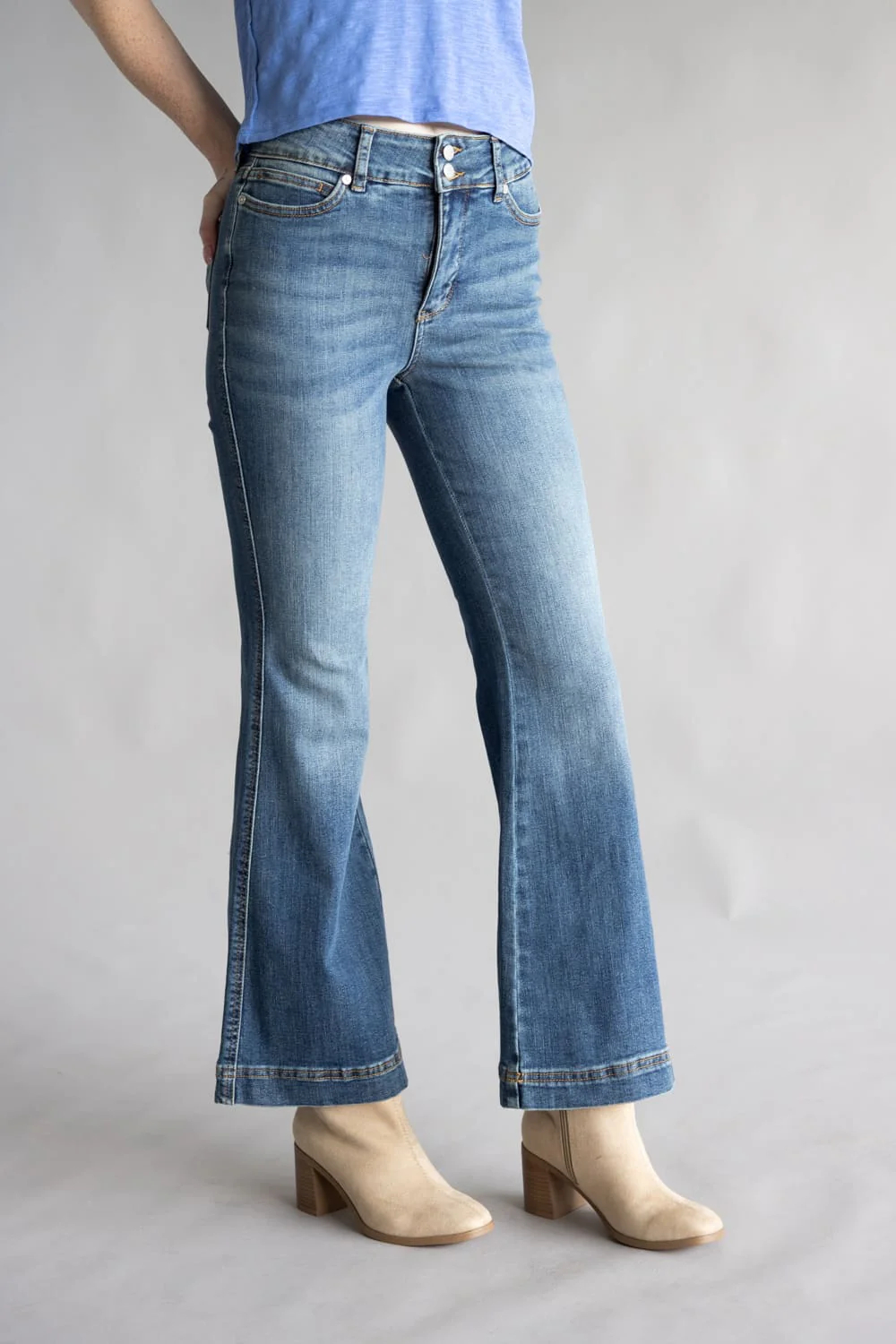 Judy Blue Penny High Rise Tummy Control Petite Flare Jeans for Women | 881018-PT-REG - Image 5