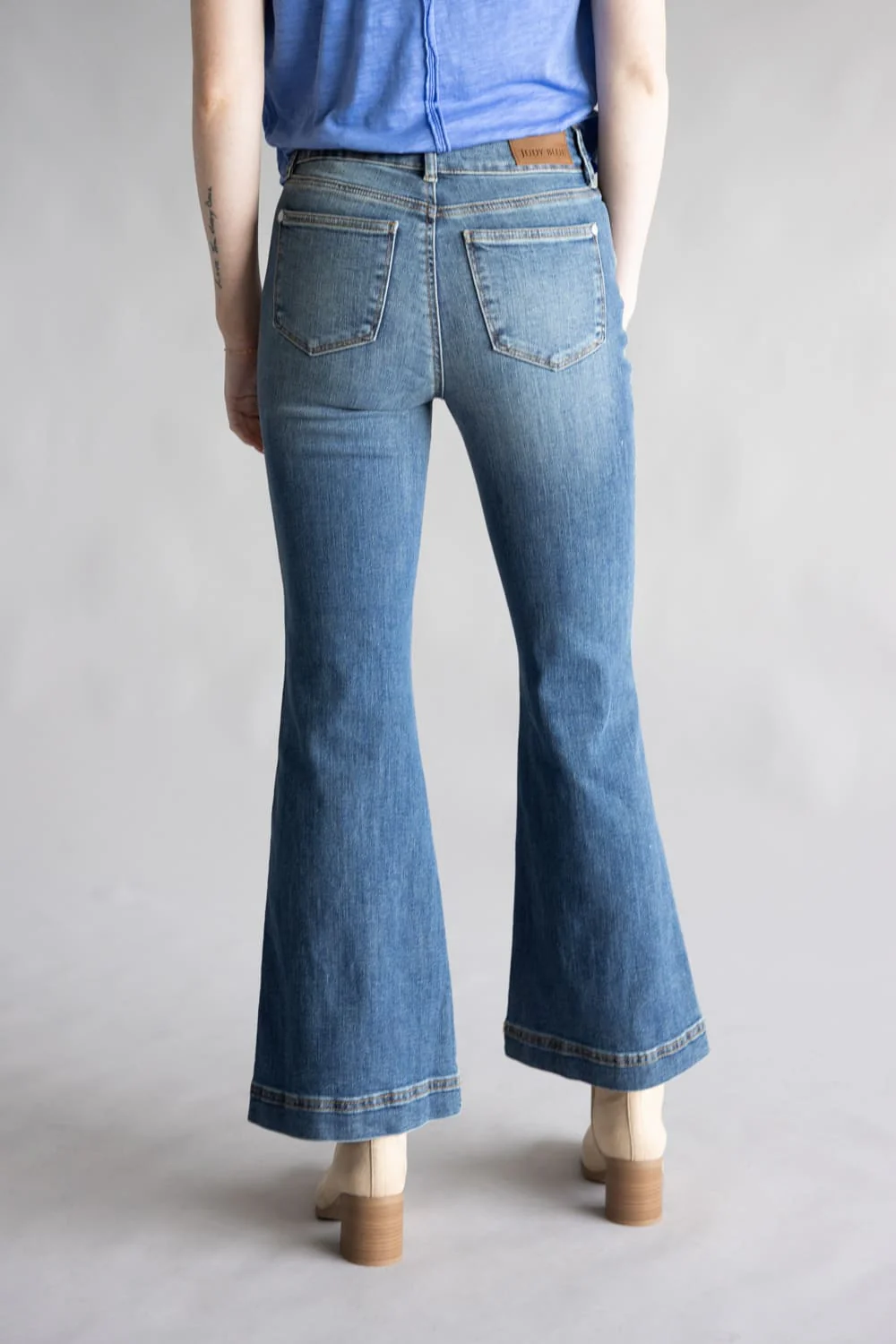 Judy Blue Penny High Rise Tummy Control Petite Flare Jeans for Women | 881018-PT-REG - Image 6