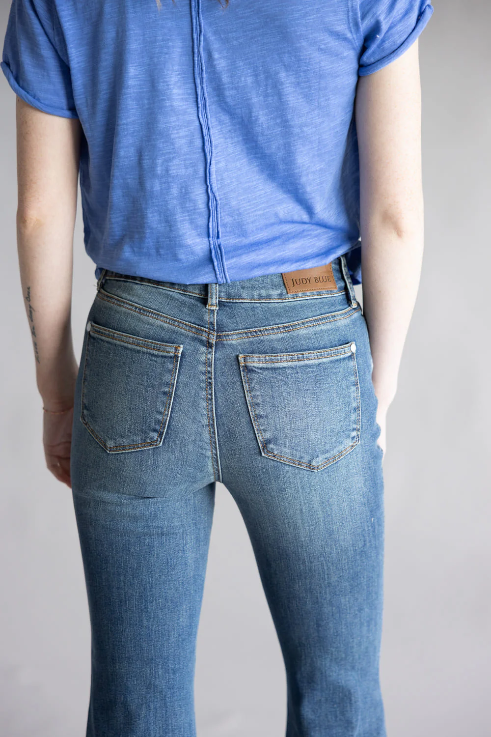 Judy Blue Penny High Rise Tummy Control Petite Flare Jeans for Women | 881018-PT-REG - Image 7
