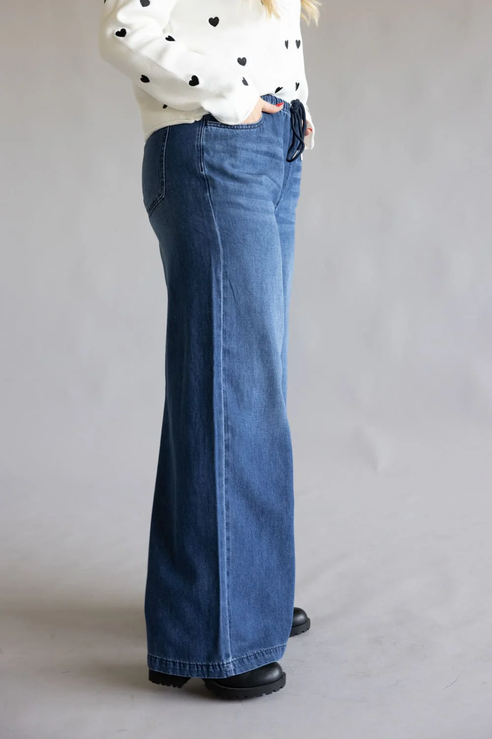 Judy Blue High Waist Featherweight Palazzo Wide Leg Jeans for Women | 881047REG - Image 2