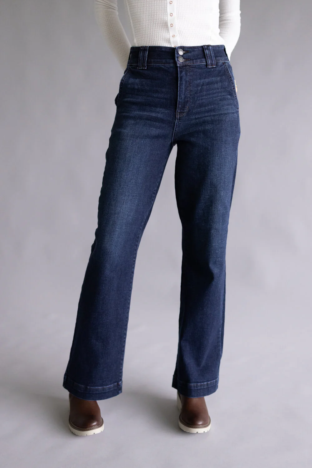 Judy Blue Penny High Rise Trouser Wide Leg Jeans for Women | 82678REG-SHORT - Image 3