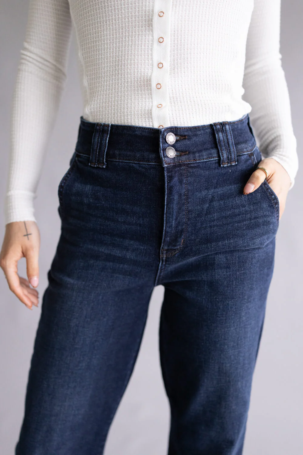 Judy Blue Penny High Rise Trouser Wide Leg Jeans for Women | 82678REG-SHORT - Image 4