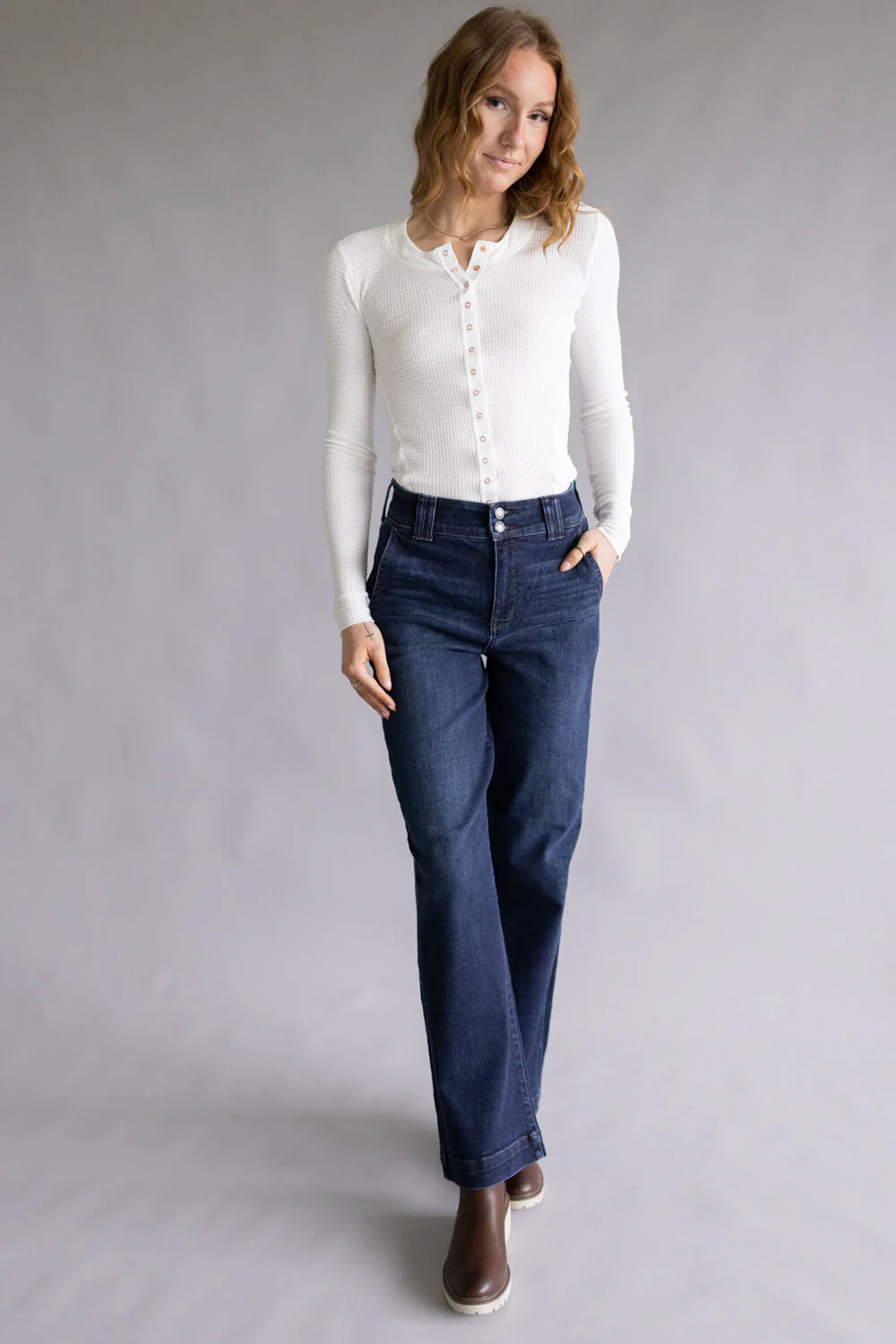 Judy Blue Penny High Rise Trouser Wide Leg Jeans for Women | 82678REG-SHORT - Image 7