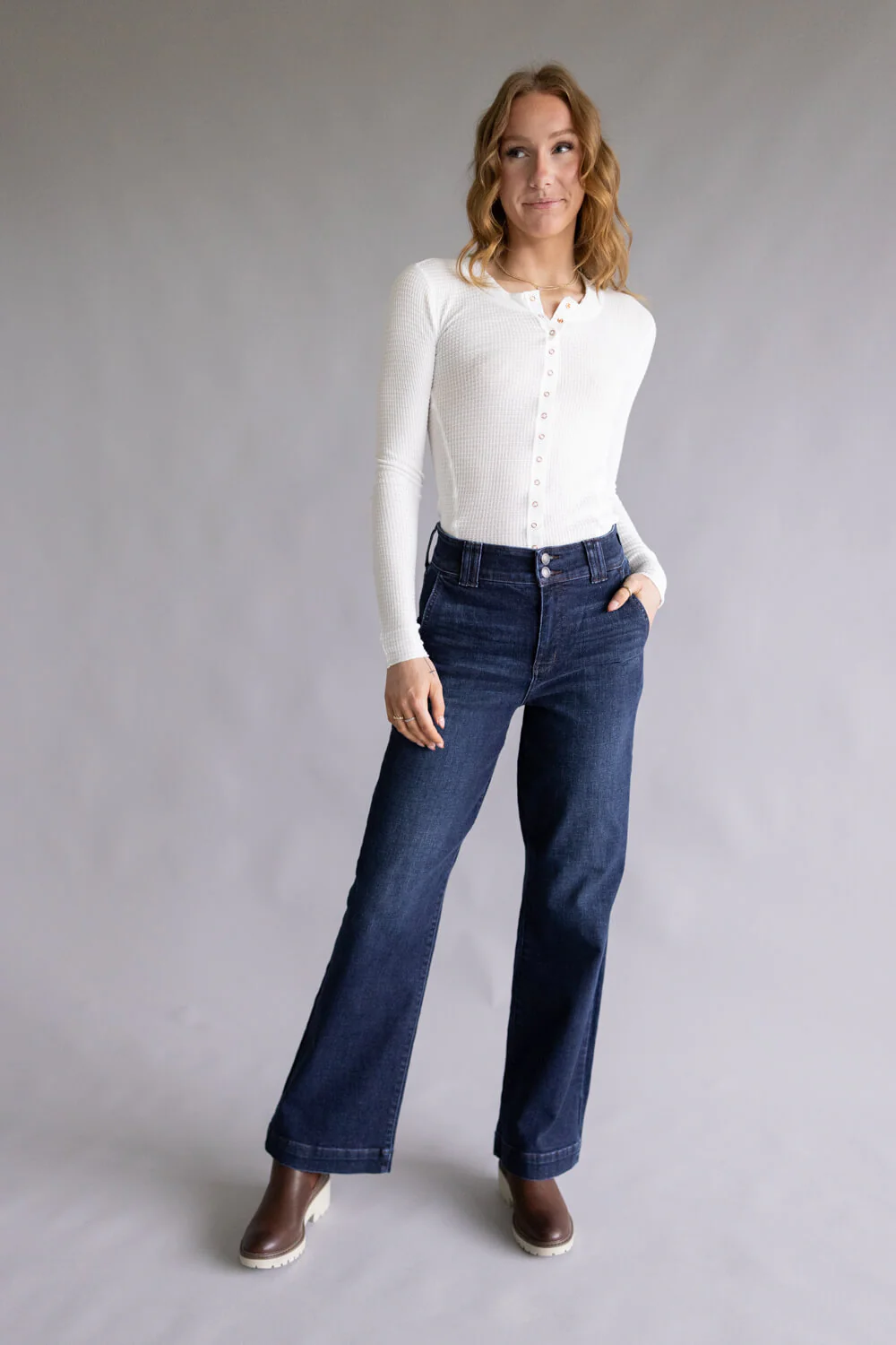Judy Blue Penny High Rise Trouser Wide Leg Jeans for Women | 82678REG-SHORT - Image 8