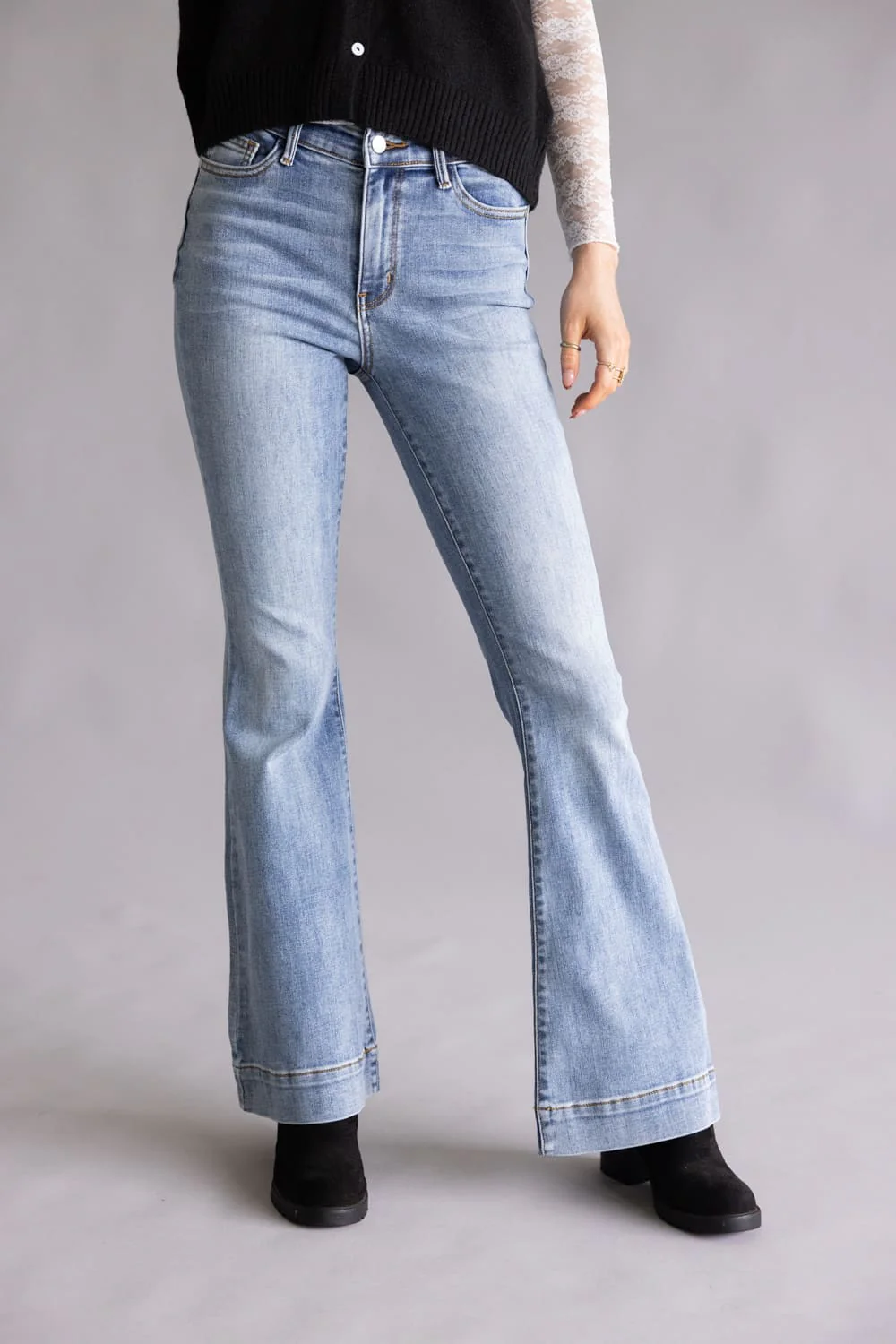 Judy Blue Mid-Rise Trouser Flare Jeans for Women | 82676REG - Image 3