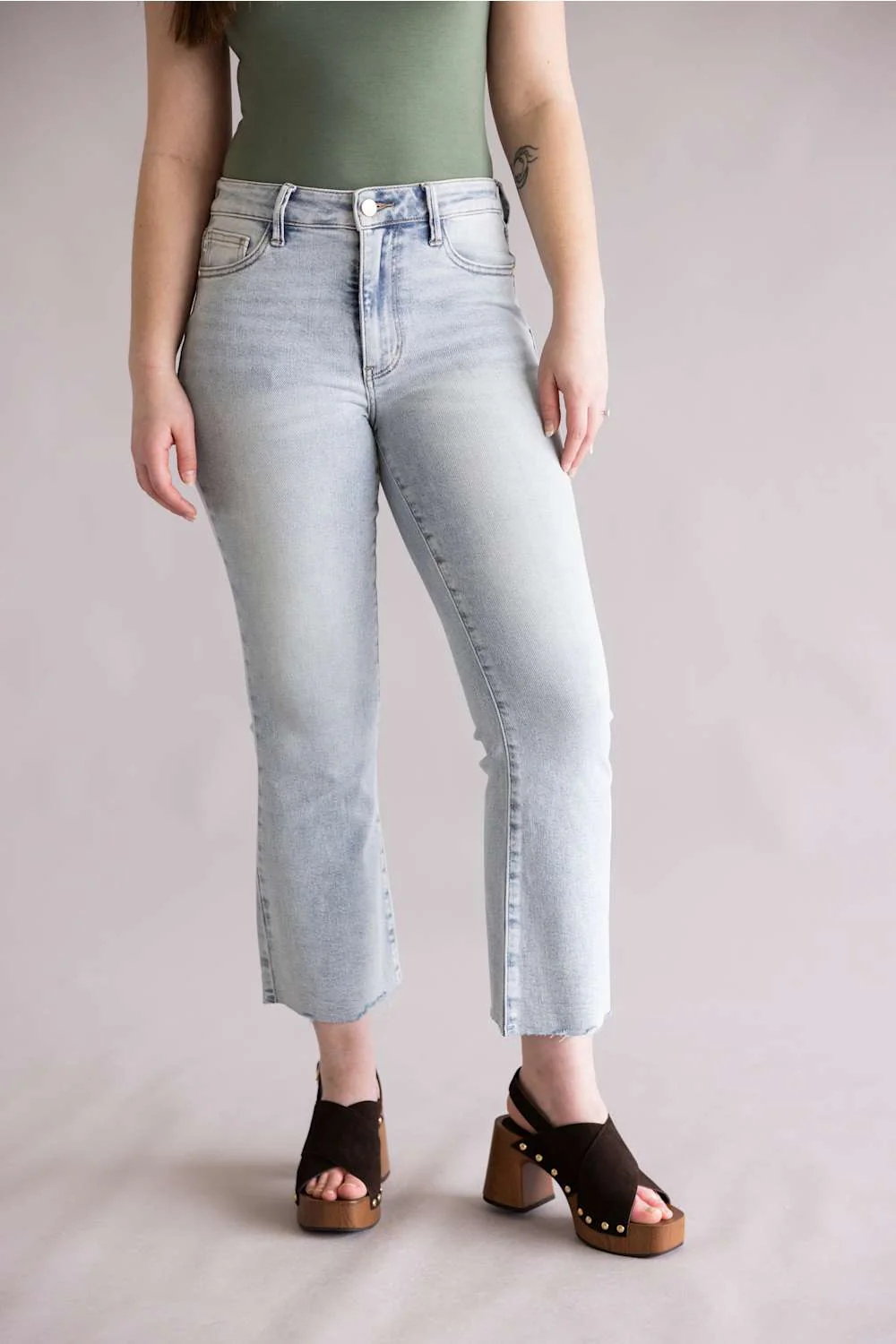Judy Blue Mid Rise Kick Flare Jeans for Women | 881096REG - Image 3